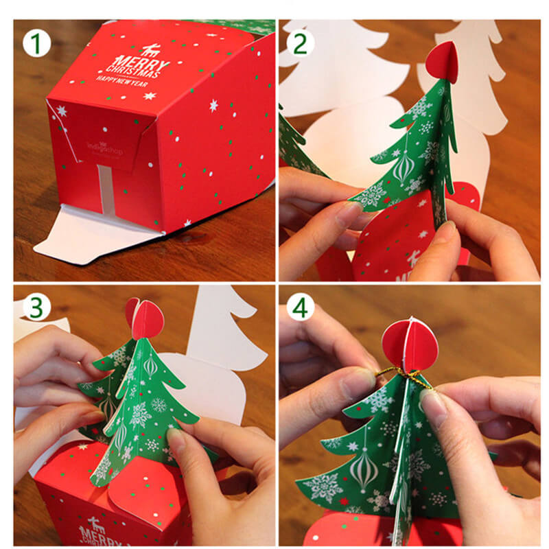 Red Green Christmas Tree Gift Box 5 Pack - Christmas Gift Packing/ Cookie Wrapping Ideas