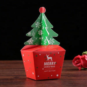 Red Green Christmas Tree Gift Box 5 Pack - Christmas Gift Packing/ Cookie Wrapping Ideas