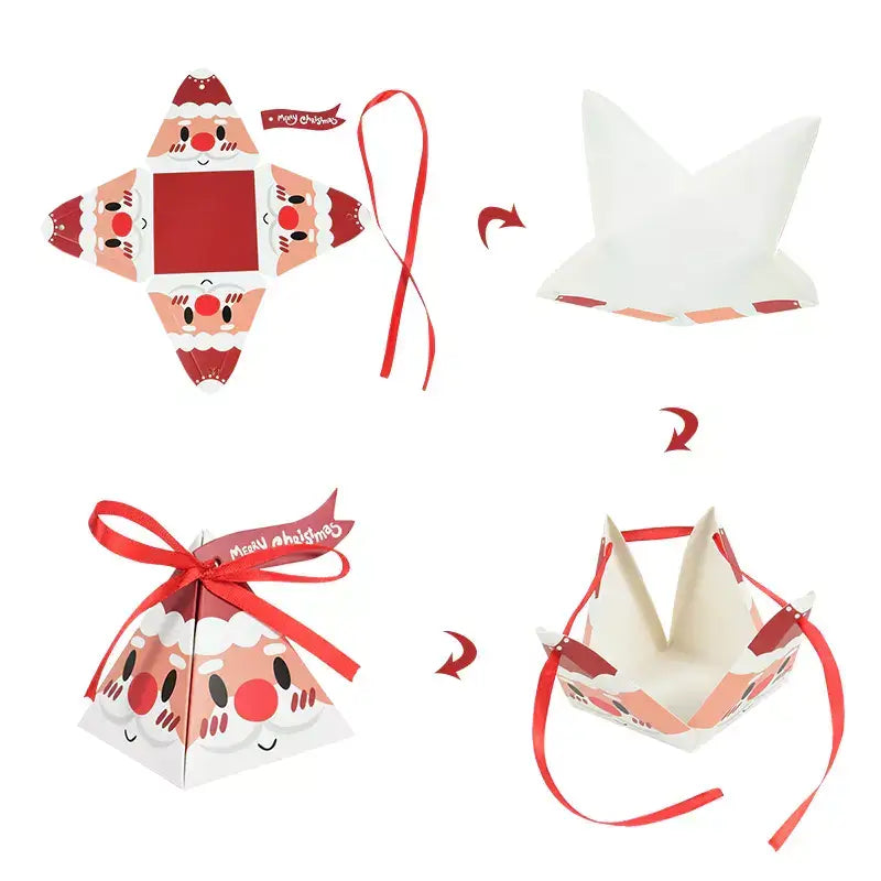 DIY Christmas Pyramid Candy Gift Box 5 Pack - Cute Smiling Santa Claus