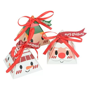 DIY Christmas Pyramid Candy Gift Box 5 Pack - Cute Smiling Santa Claus