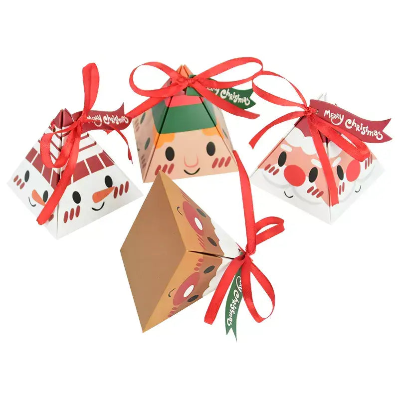 DIY Christmas Pyramid Candy Gift Box 5 Pack - Cute Smiling Elf