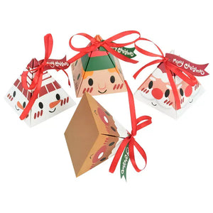 DIY Christmas Pyramid Candy Gift Box 5 Pack - Cute Smiling Elf