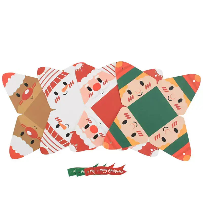 DIY Christmas Pyramid Candy Gift Box 5 Pack - Cute Smiling Reindeer