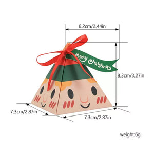 DIY Christmas Pyramid Candy Gift Box 5 Pack - Cute Smiling Elf measurement