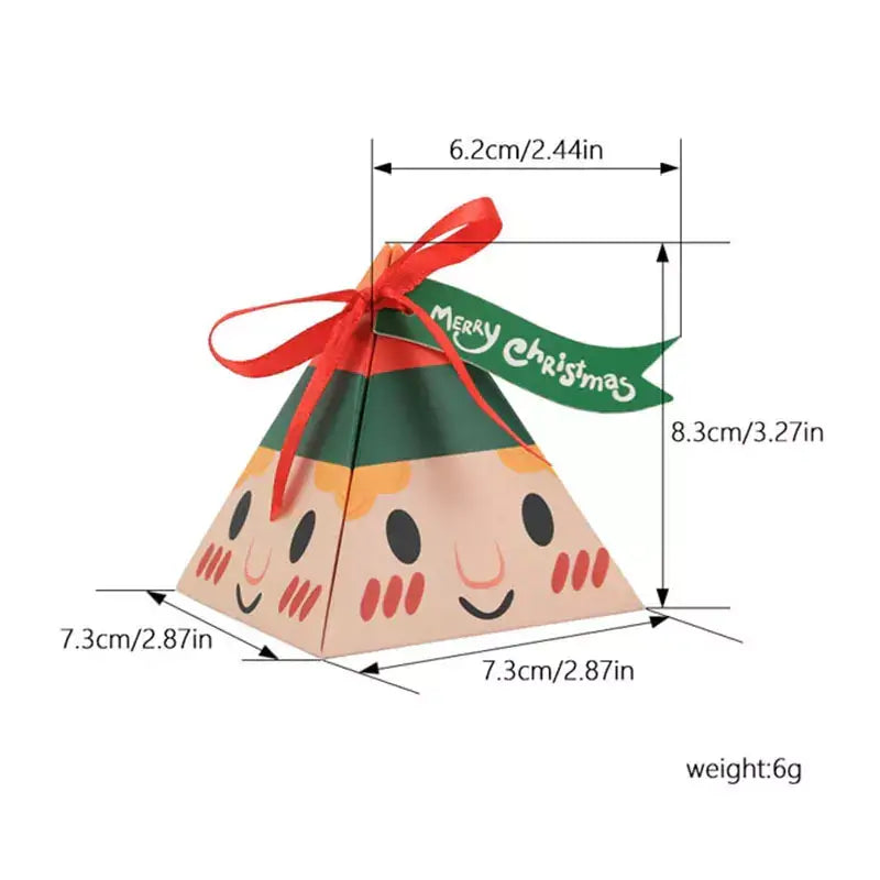 DIY Christmas Pyramid Candy Gift Box 5 Pack - Cute Smiling Reindeer