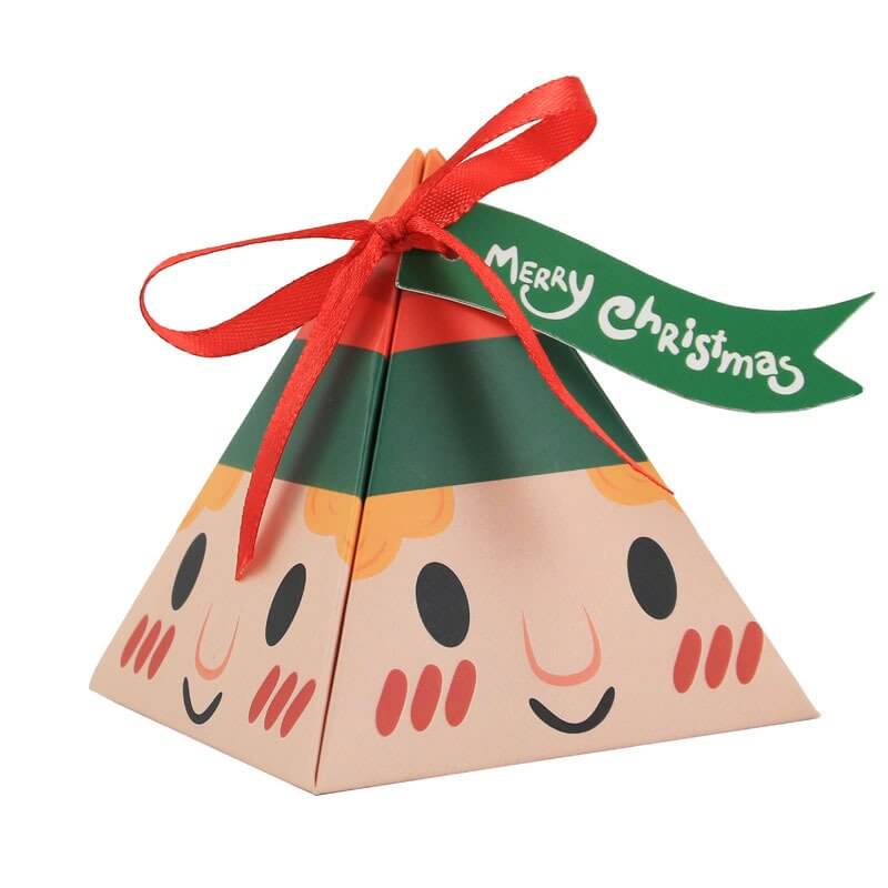 DIY Christmas Pyramid Candy Gift Box 5 Pack - Cute Smiling Elf