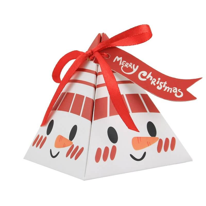 DIY Christmas Pyramid Candy Gift Box 5 Pack - Cute Smiling Snowman