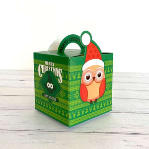 Green Merry Christmas Owl Treat Box 5 Pack