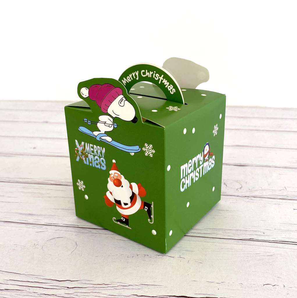 Green Merry Christmas Santa Ice Skating Treat Box 5 Pack