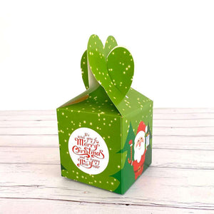 Green Santa We Wish You A Merry Christmas And A Happy New Year Gift Box 5 Pack - Green Holly Leaves