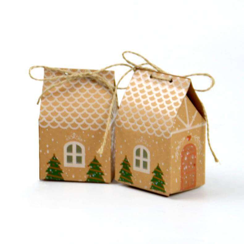 Kraft Christmas Treat House Box 5 Pack - Christmas Gift Packaging and Cookie Wrapping Ideas