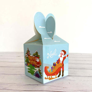 Blue Merry Christmas Santa & Sleigh Gift Box 5 Pack