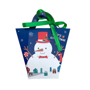 Mini Christmas Paper Treat Tote Bag with Handle 5 Pack - Holiday Gift Packaging and Goodie Box Wrapping Ideas