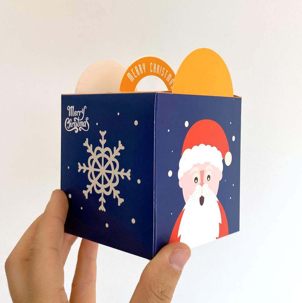Navy Blue & Yellow Merry Christmas Santa Goodie Box 5 Pack