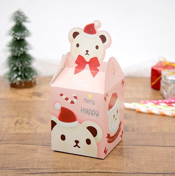 Pink Merry Christmas Teddy Bear Candy Box 5 Pack