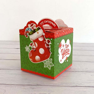 Red Green Merry Christmas Stocking Gift Box 5 Pack