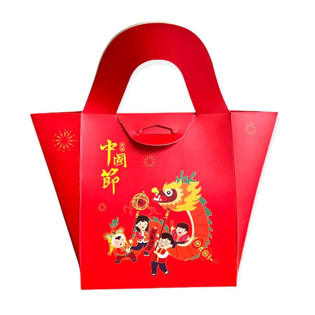 Happy Chinese New Year Paper Bag With Handle 5 Pack - Lion Dance