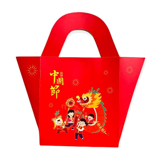 Happy Chinese New Year Paper Gift Bags With Handles 5pk Lion Dance