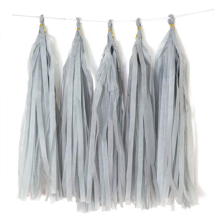 paper grey Tissue Tassel Garlands - Online Party Supplies