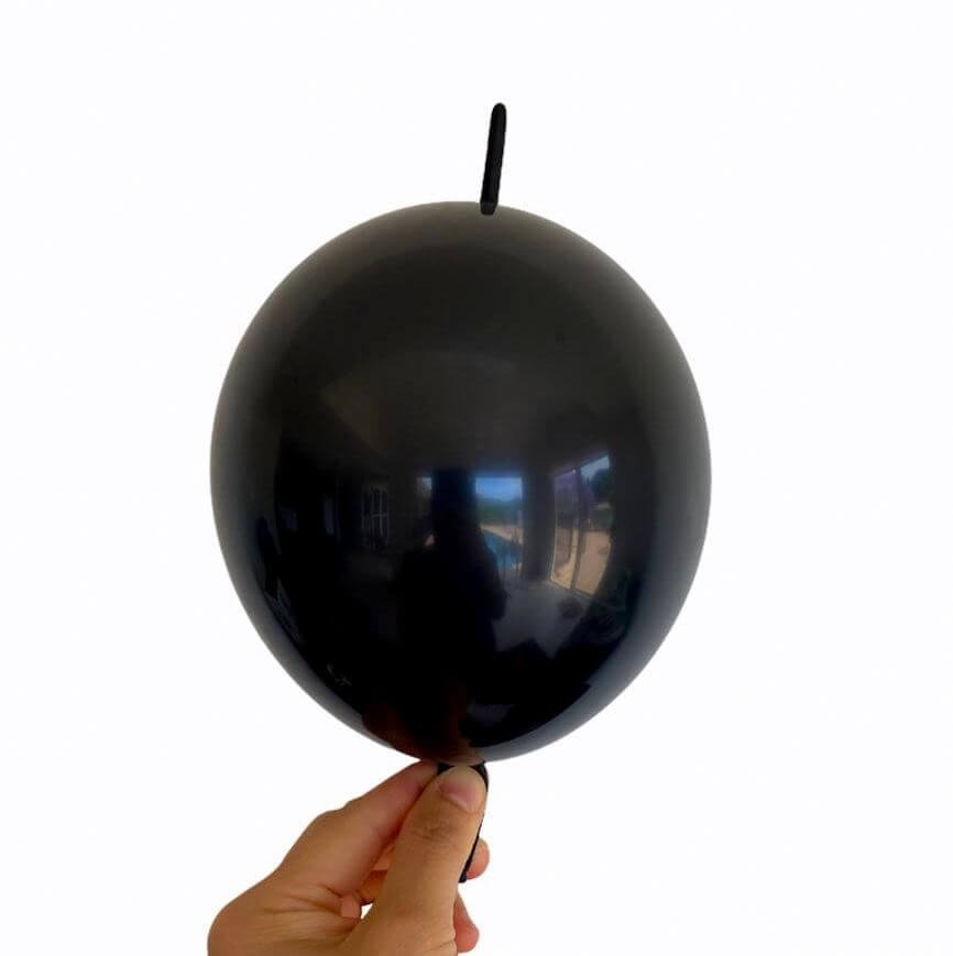 6 inch Latex Linking Tail Balloon 10 Pack - black