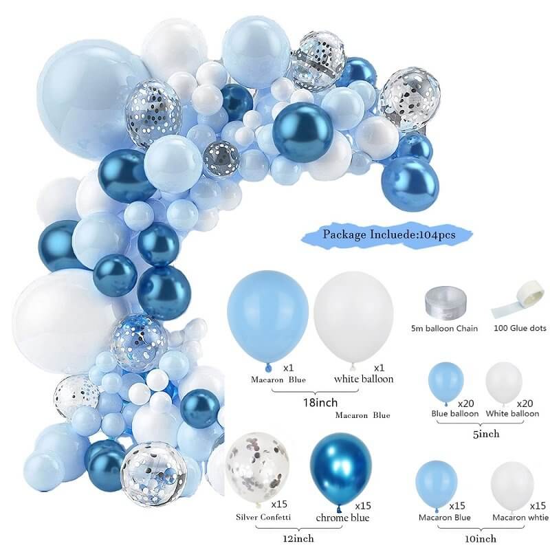 Light Blue and White Balloon Arch Kit Birthday Party Decorations Wedding  Baby Shower 1st Birthday Garland Set Balloons Party Supplies 