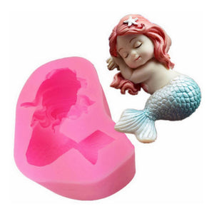 Online Party Supplies 3D Sleeping Mermaid Chocolate Cake Cupcake Candle Soap Silicone Mold
