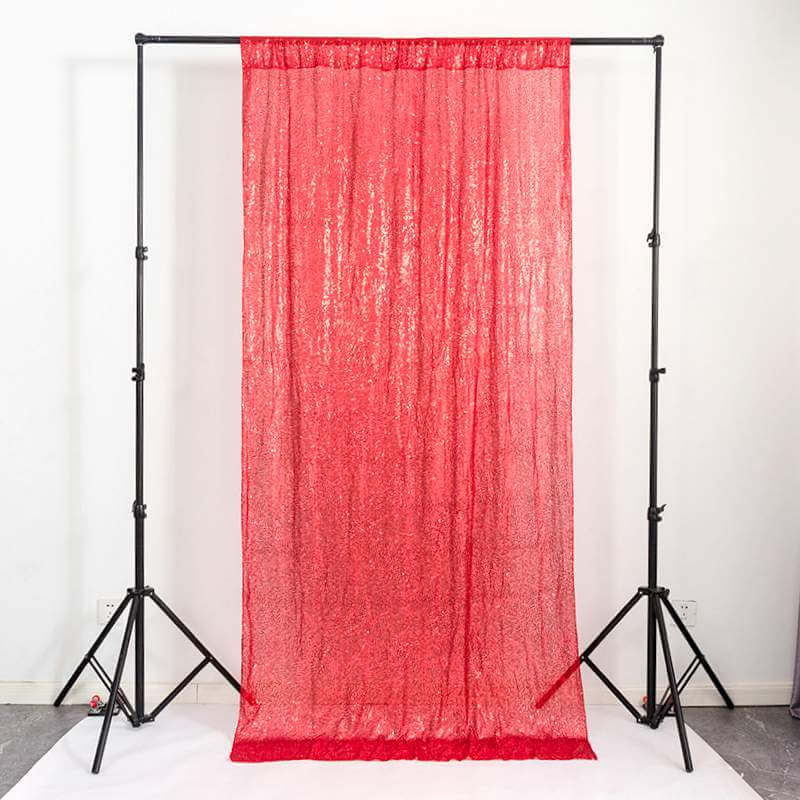 Red Shimmer Sequin Wall Backdrop Curtain - 60cm x 240cm