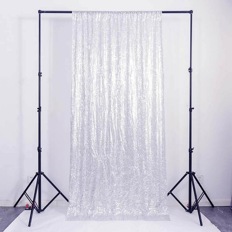Silver Shimmer Sequin Wall Backdrop Curtain - 60cm x 240cm