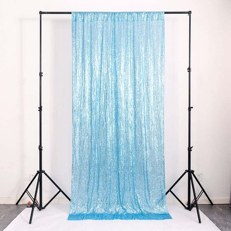 Sky Blue Shimmer Sequin Wall Backdrop Curtain - 60cm x 240cm