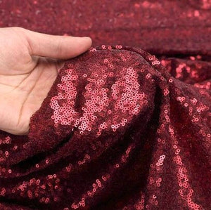 Round Sparkling Burgundy Red Sequin Tablecloth Cover - 60cm, 80cm, 100cm, 120cm