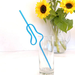 Naughty Hen Party Penis Shaped Blue Drinking Straws Pack of 10