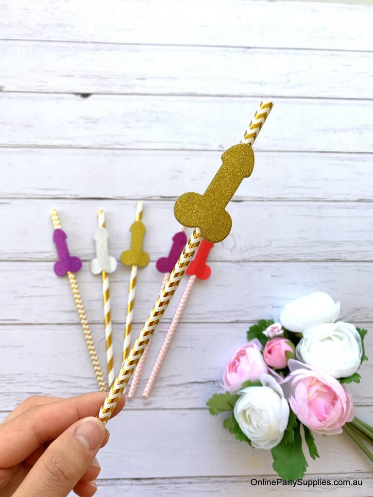 Naughty Funny Penis Paper Drinking Straws - Hen Party Favours