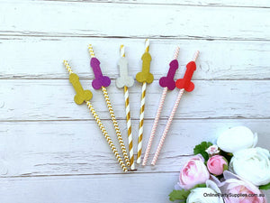 Naughty Funny Penis Paper Drinking Straws - Hen Party Favours