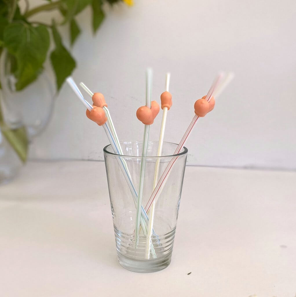 6 PCS Straws Replacement with 6PCS Funny Straw Cover Caps have