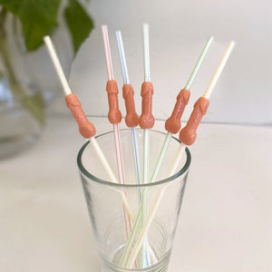 Naughty 3D Hen Party Penis Shaped Nude Drinking Straws Pack of 6