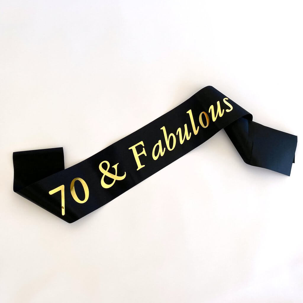 Black 70 & Fabulous Birthday Party Sash