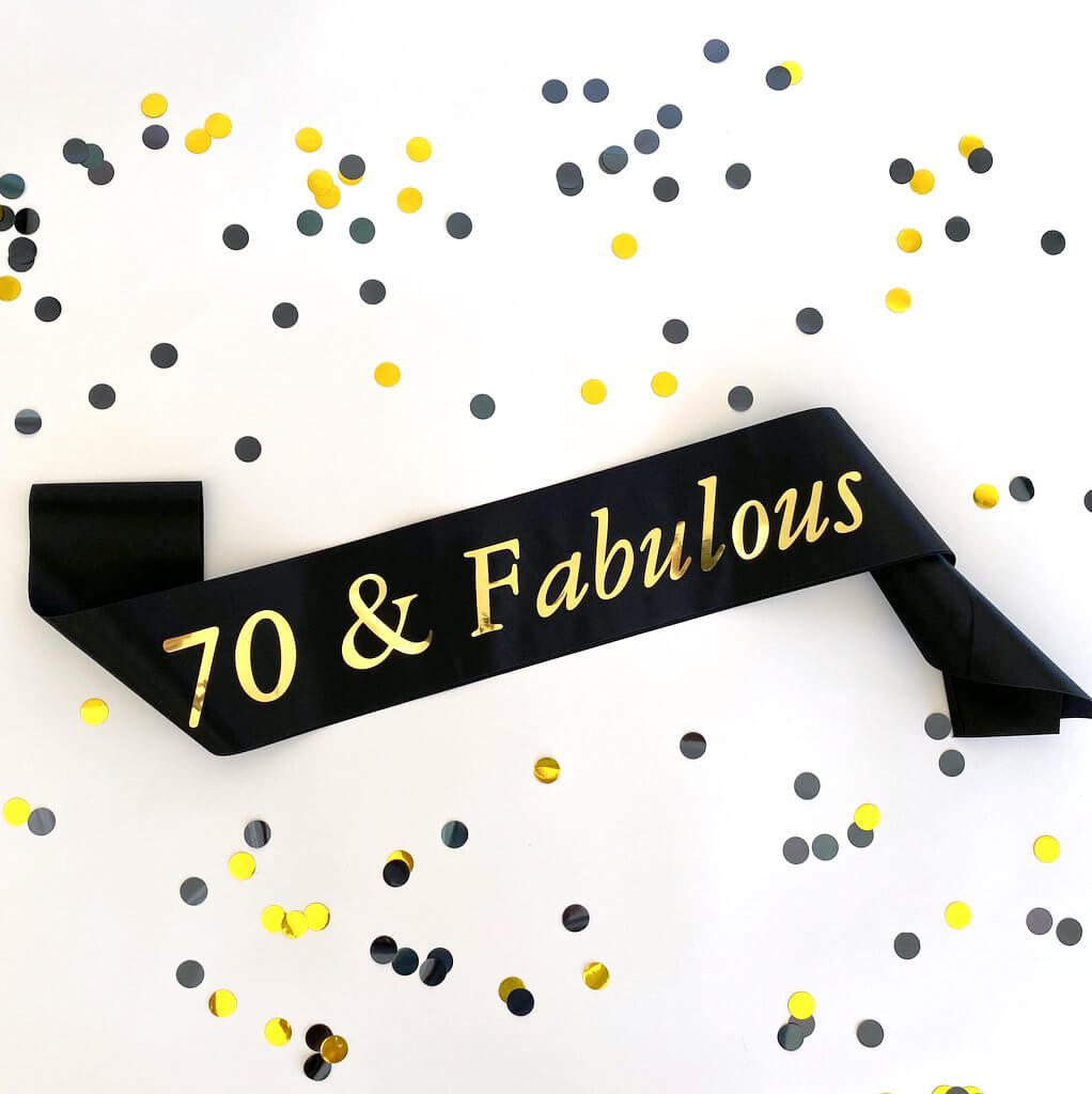 Black 70 & Fabulous Birthday Party Sash