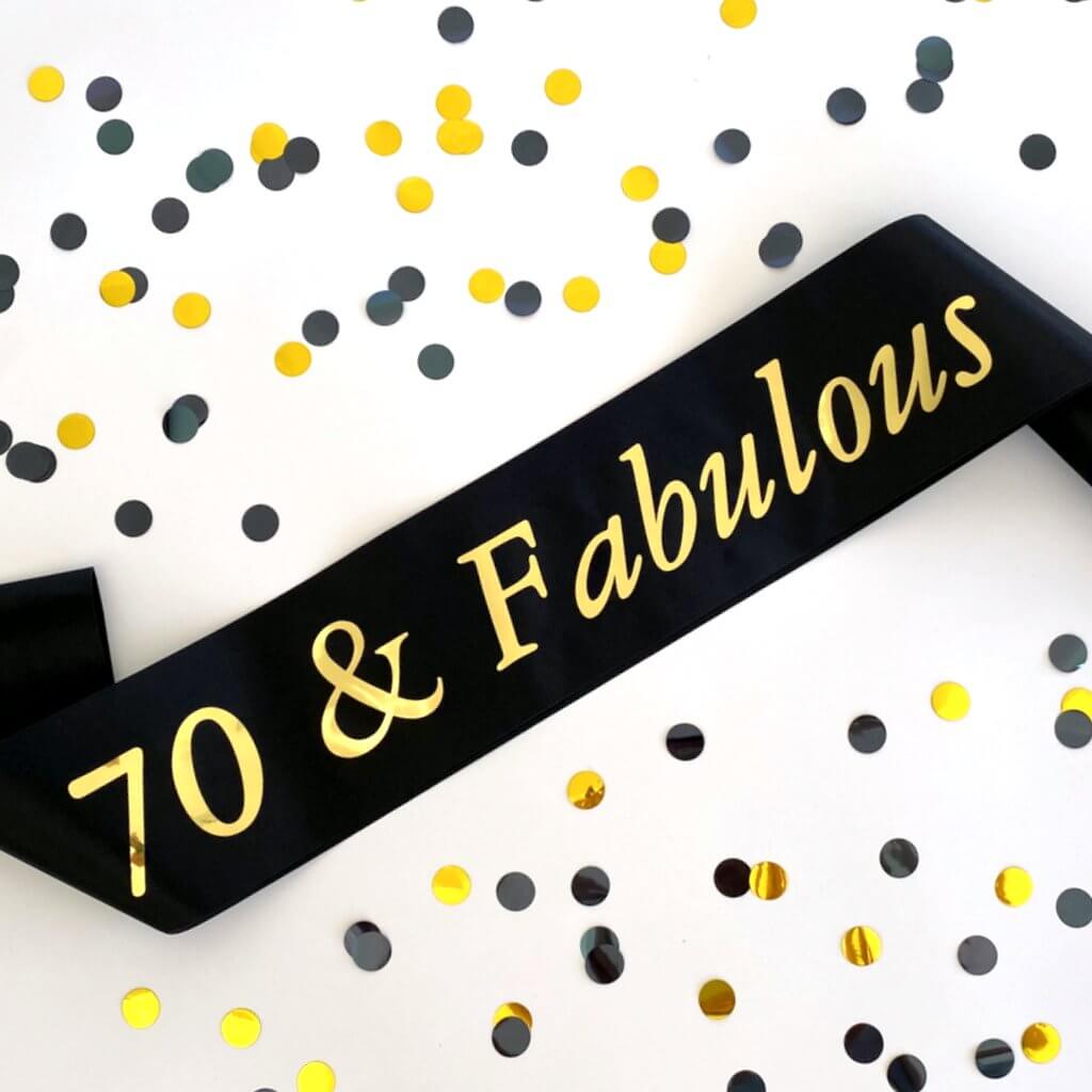 Black 70 & Fabulous Birthday Party Sash