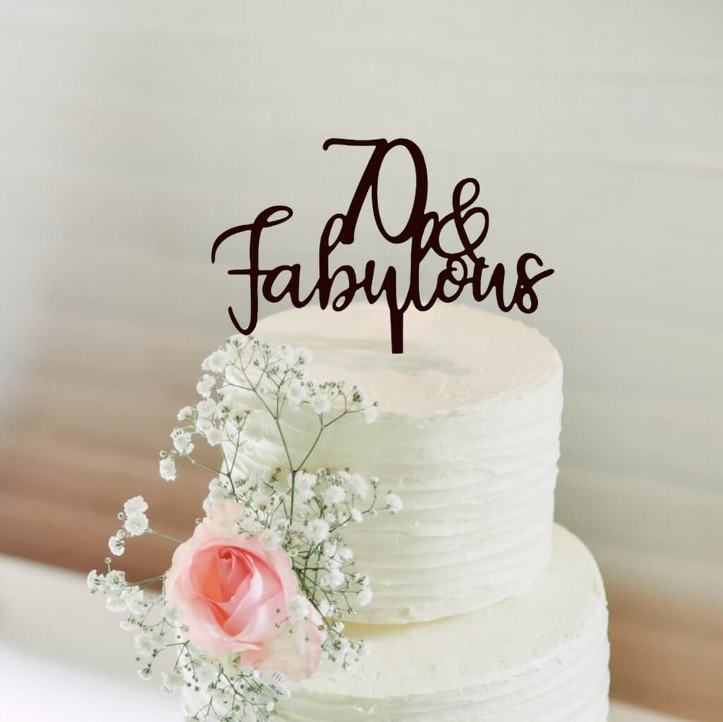 Acrylic Black 70 & Fabulous Cake Topper