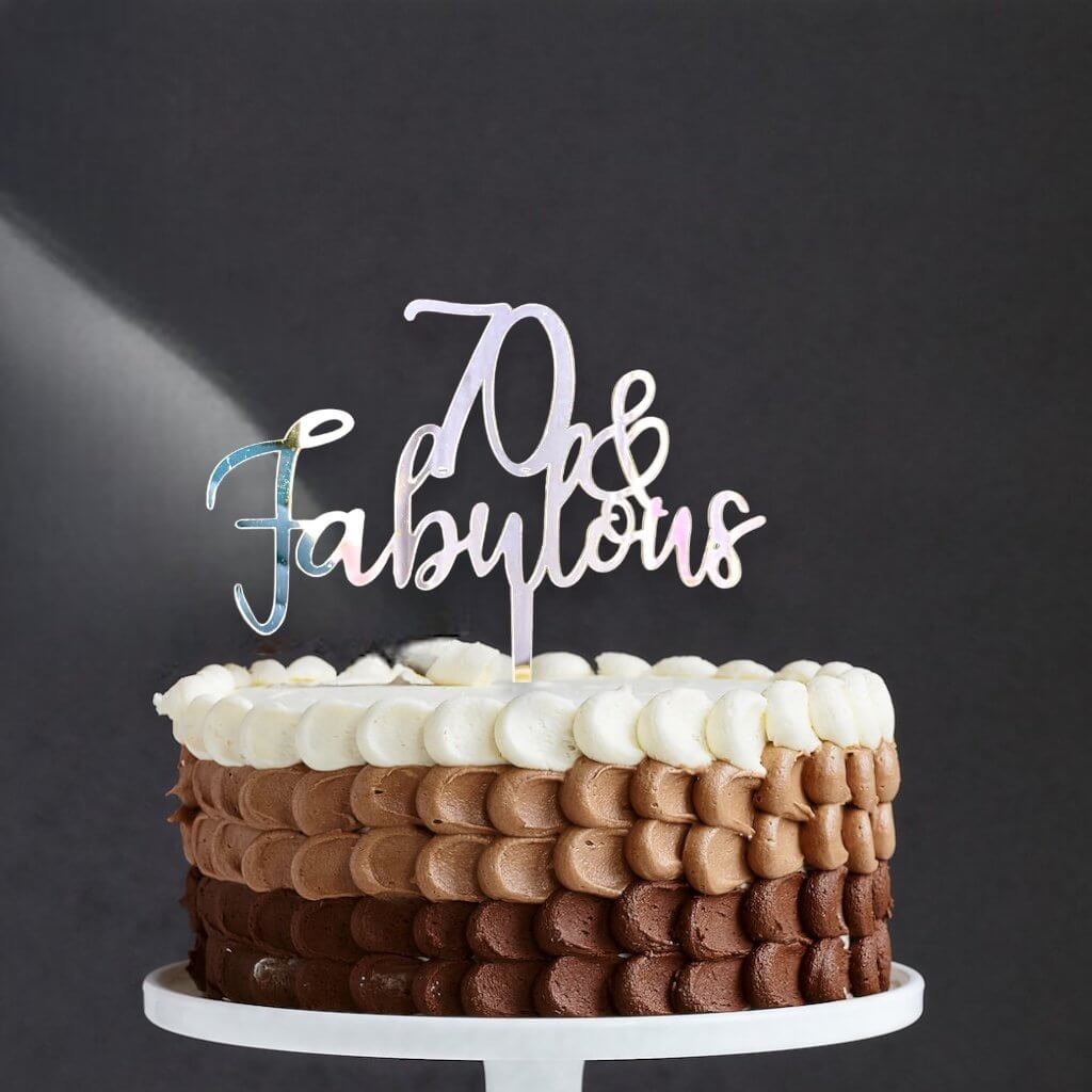 Acrylic Silver Mirror 70 & Fabulous Cake Topper