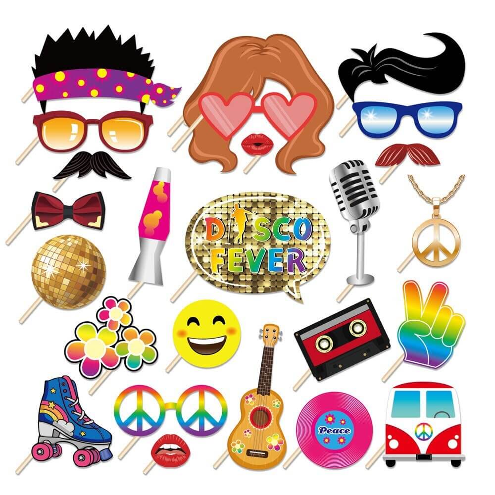 70's Disco Party Theme Paper Photo Booth Props