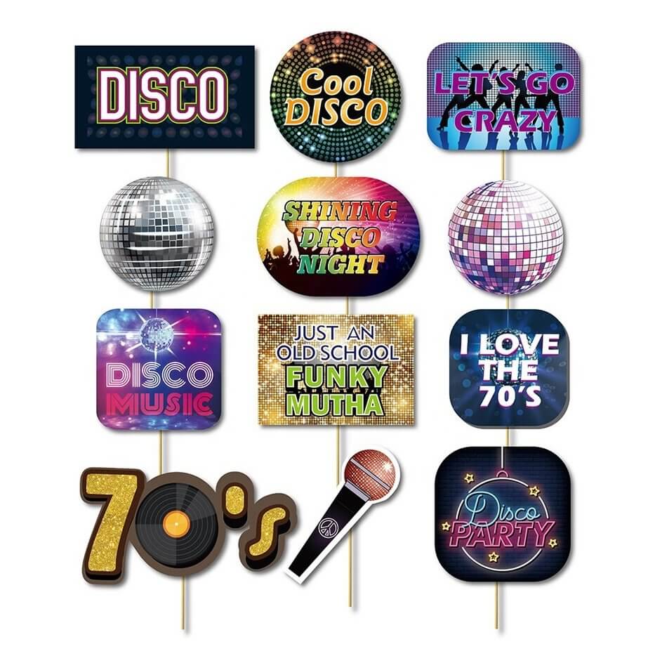 70's Disco Party Theme Paper Photo Booth Props - 70's Disco Themed Party Decorations & Supplies