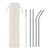 8 Pack Silver Stainless Steel Drinking Straws + Cleaning Brush & Natural Canvas Storage Pouch - Online Party Supplies