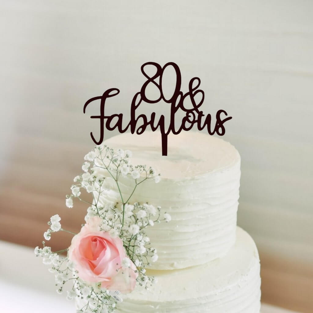 Acrylic Black 80 & Fabulous Cake Topper