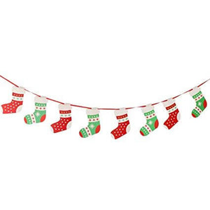 Online Party Supplies Reversible Christmas Stocking Paper Banner Bunting - Christmas Party Decorations