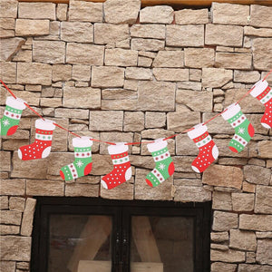 Online Party Supplies Reversible Christmas Stocking Paper Banner Bunting - Christmas Party Decorations