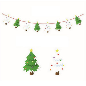 Online Party Supplies Reversible Christmas Tree Paper Banner Bunting - Christmas Party Decorations