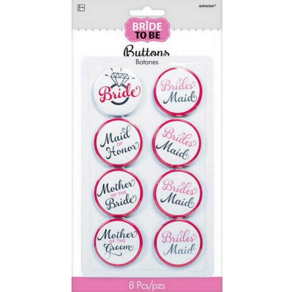 Amscan Elegant Bride Metal Button 8 Pack