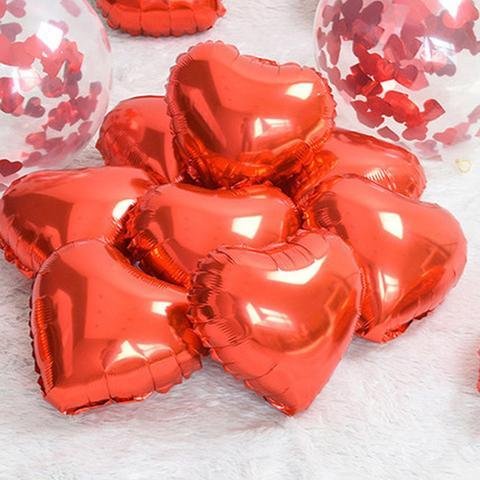 9" Red Heart Foil Balloon Bundle (Pack of 10pcs) - Online Party Supplies