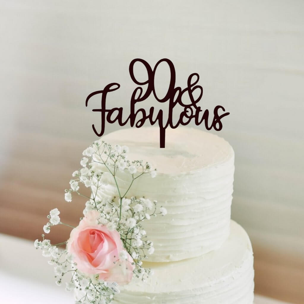 Acrylic Black 90 & Fabulous Cake Topper
